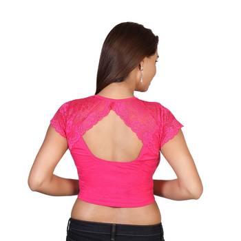 Pink cotton plain stitched blouse 3