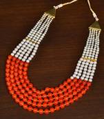 Orange Multi-layered Beaded Necklace for Women