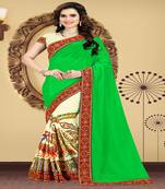 Green Embroidered Georgette Saree With Blouse