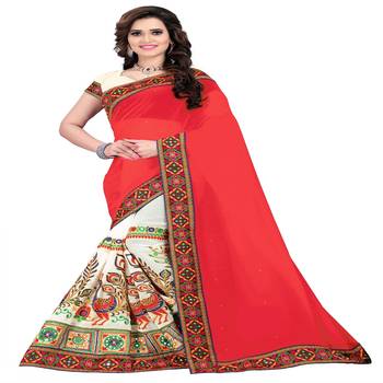 Pink embroidered georgette saree with blouse 2