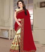 Maroon Embroidered Georgette Saree With Blouse