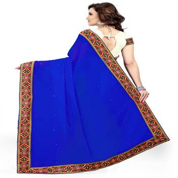 Blue Embroidered Georgette Saree With Blouse 3