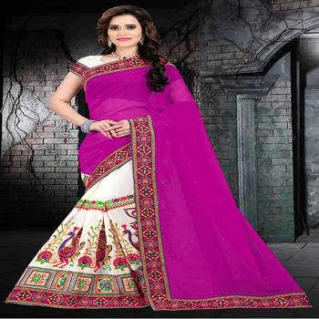 Purple Embroidered Georgette Saree With Blouse 1