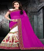 Purple Embroidered Georgette Saree With Blouse