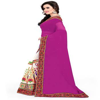 Purple Embroidered Georgette Saree With Blouse 4