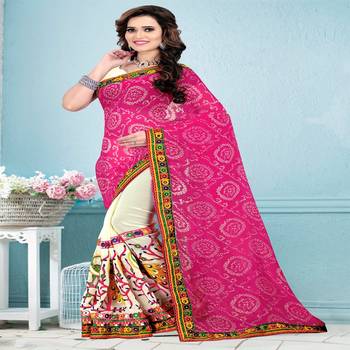 Pink Embroidered Georgette Saree With Blouse 1