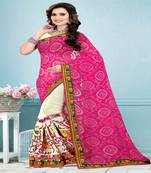 Pink Embroidered Georgette Saree With Blouse