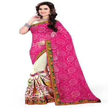Pink Embroidered Georgette Saree With Blouse 2