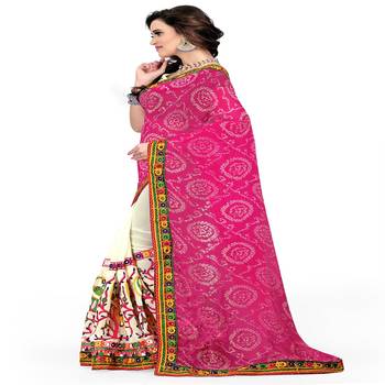 Pink Embroidered Georgette Saree With Blouse 4