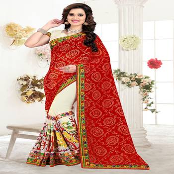 Red Embroidered Georgette Saree With Blouse 1