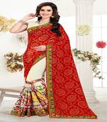 Red Embroidered Georgette Saree With Blouse