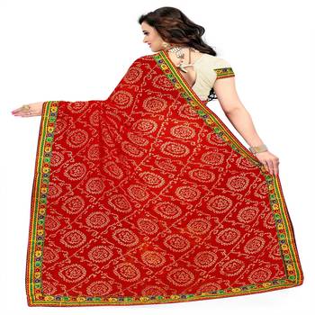Red Embroidered Georgette Saree With Blouse 3