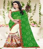 Green Embroidered Georgette Saree With Blouse