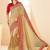 Beige embroidered silk saree with blouse