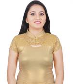 Gold Cotton Lycra Plain stitched blouse