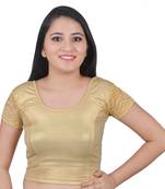 Gold Cotton Lycra Plain stitched blouse
