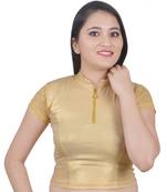 Gold Cotton Lycra Plain stitched blouse