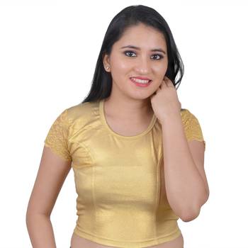 Gold Cotton Lycra Plain stitched blouse 1