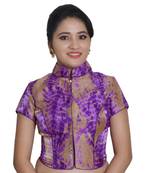 Purple Cotton Silk Printed stitched blouse