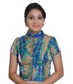 Blue Cotton Silk Printed stitched blouse