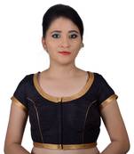 Areum Black Silk Princess Cut Padded Readymade Saree Blouse Choli