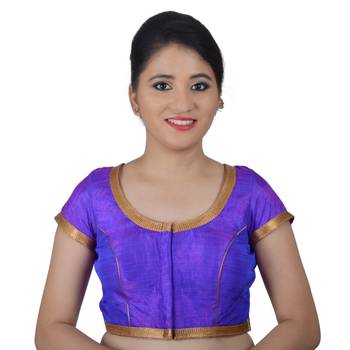 Areum Purple Silk Princess Cut Padded Readymade Saree Blouse Choli 1
