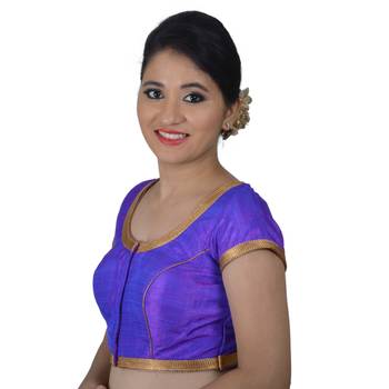 Areum Purple Silk Princess Cut Padded Readymade Saree Blouse Choli 2