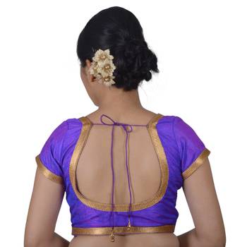 Areum Purple Silk Princess Cut Padded Readymade Saree Blouse Choli 3