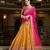 Yellow embroidered net semi stitched lehenga with dupatta
