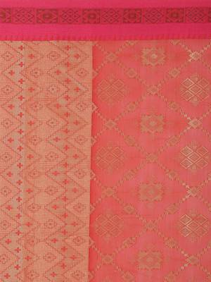 Red embroidered cotton saree with blouse 3