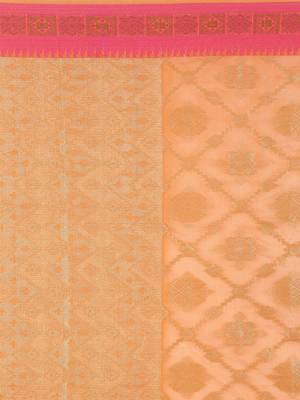 Orange embroidered cotton saree with blouse 3