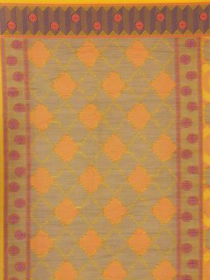 Yellow Embroidered Cotton Saree With Blouse 3