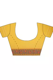 Yellow Embroidered Cotton Saree With Blouse