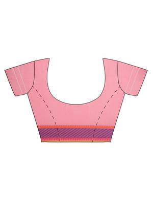 Pink Embroidered Cotton Saree With Blouse 4