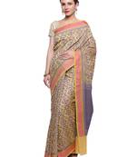 Beige Embroidered Cotton Saree With Blouse