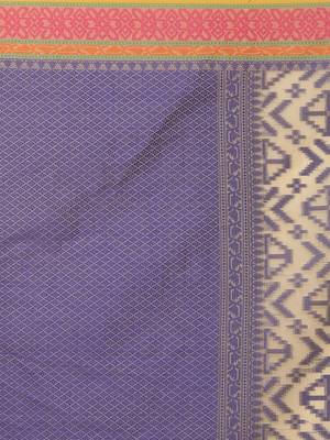 Beige Embroidered Cotton Saree With Blouse 3