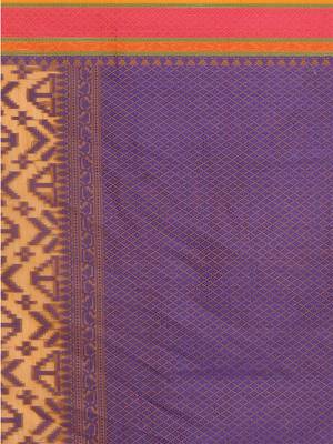 Orange embroidered cotton saree with blouse 3
