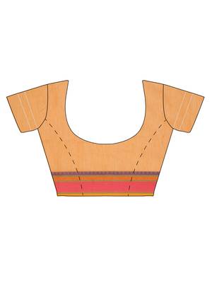 Orange embroidered cotton saree with blouse 4