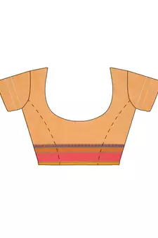 Orange embroidered cotton saree with blouse