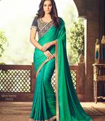 Green Embroidered Georgette Saree With Blouse