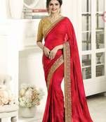 Red Embroidered Georgette Saree With Blouse