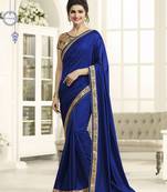 Blue Embroidered Art Silk Saree With Blouse