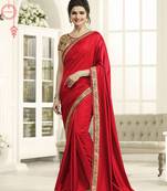 Red Embroidered Silk Saree With Blouse