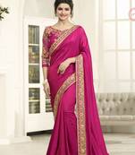 Pink Embroidered Silk Saree With Blouse