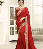 Red Embroidered Silk Saree With Blouse