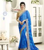 Blue Embroidered Georgette Saree With Blouse