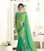 Green Embroidered Georgette Saree With Blouse