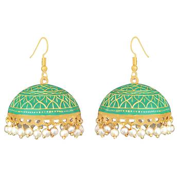 Meenakari Tokri Jhumki Pearl Earring Set 1