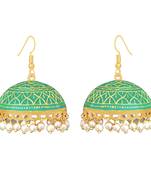 Meenakari Tokri Jhumki Pearl Earring Set