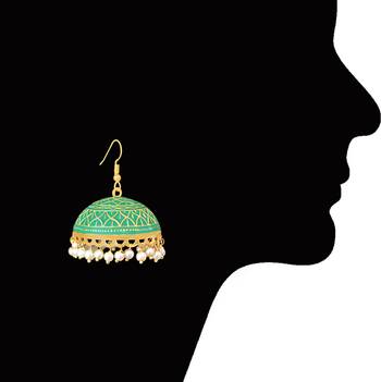 Meenakari Tokri Jhumki Pearl Earring Set 2